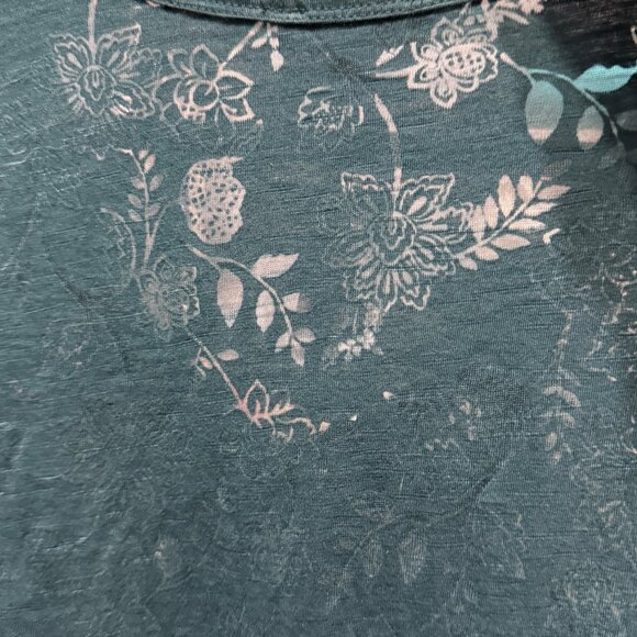 NEW Lane Bryant Teal Floral-Patterned V-Neck Tunic Top With Ruched Sides 22/24 - Picture 3 of 11